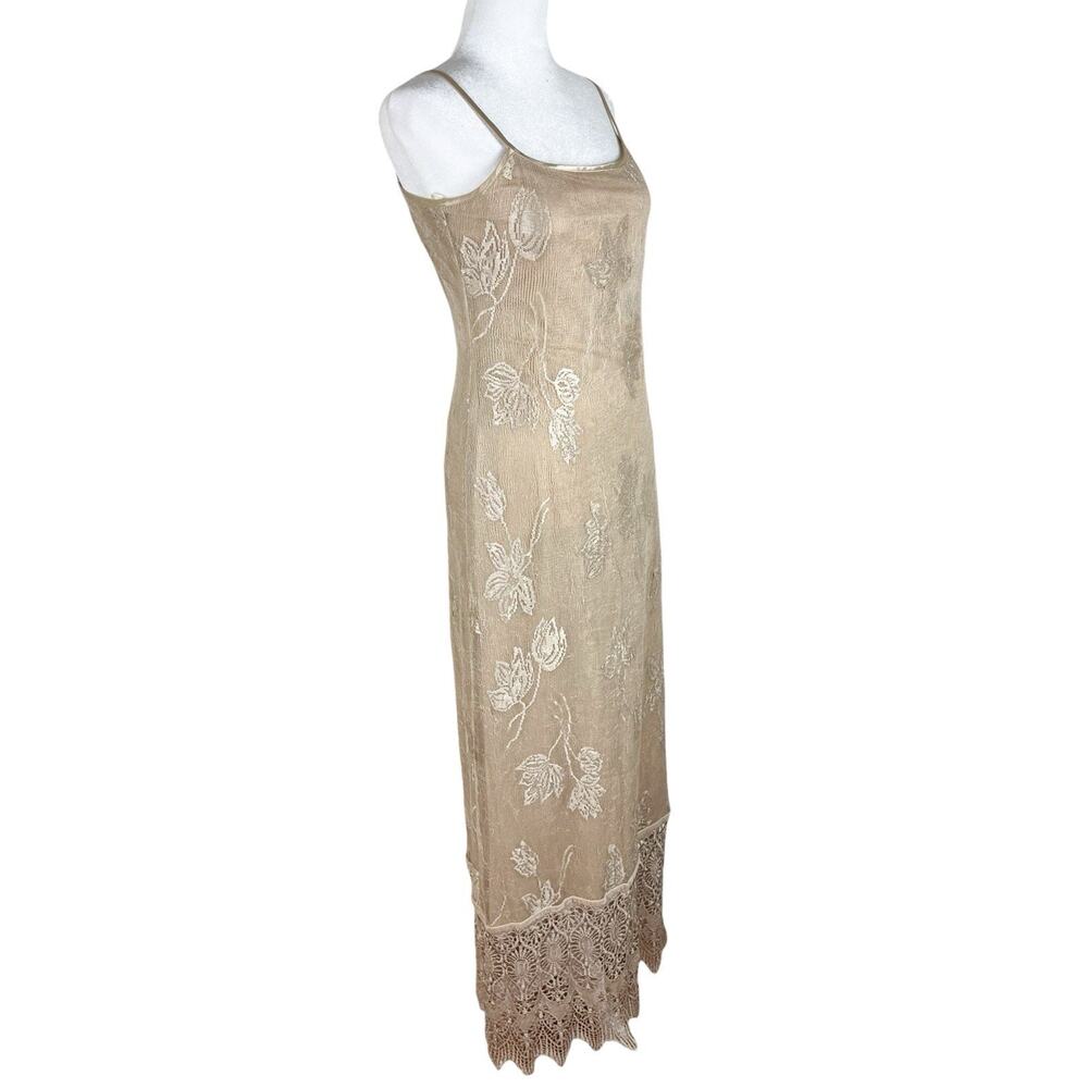 Cache Vintage Nocturn Lace Embroidered Dress Duster Set Beige Formal Size PS - Picture 10 of 16